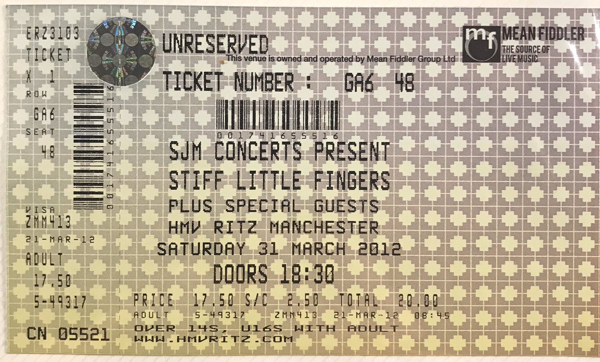 concert_dude's tweet photo. On this gig day 8 years ago. @RigidDigits at @O2RitzManc Great night at theRitz! Fantastic sound and performance! Top crowd! Brilliant! Cheers! 😀✌🏻#stifflittlefingers #hmvritz #ritzmanchester #giggoer #onthisday #oldconcertticket #concert #gig https://t.co/8uNiG1241G