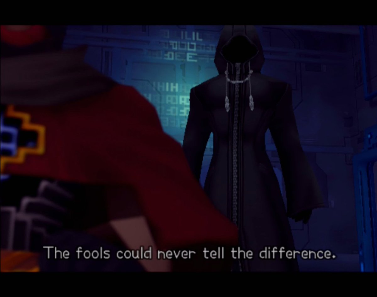 also this is the third time I've played this game and the first time I've understood this line lolthe Nobodies are trying to take Roxas back to Org XIII, but they can't distinguish digitized Roxas from Data of Photos OF Roxas because everything's Data in Data Twilight Town