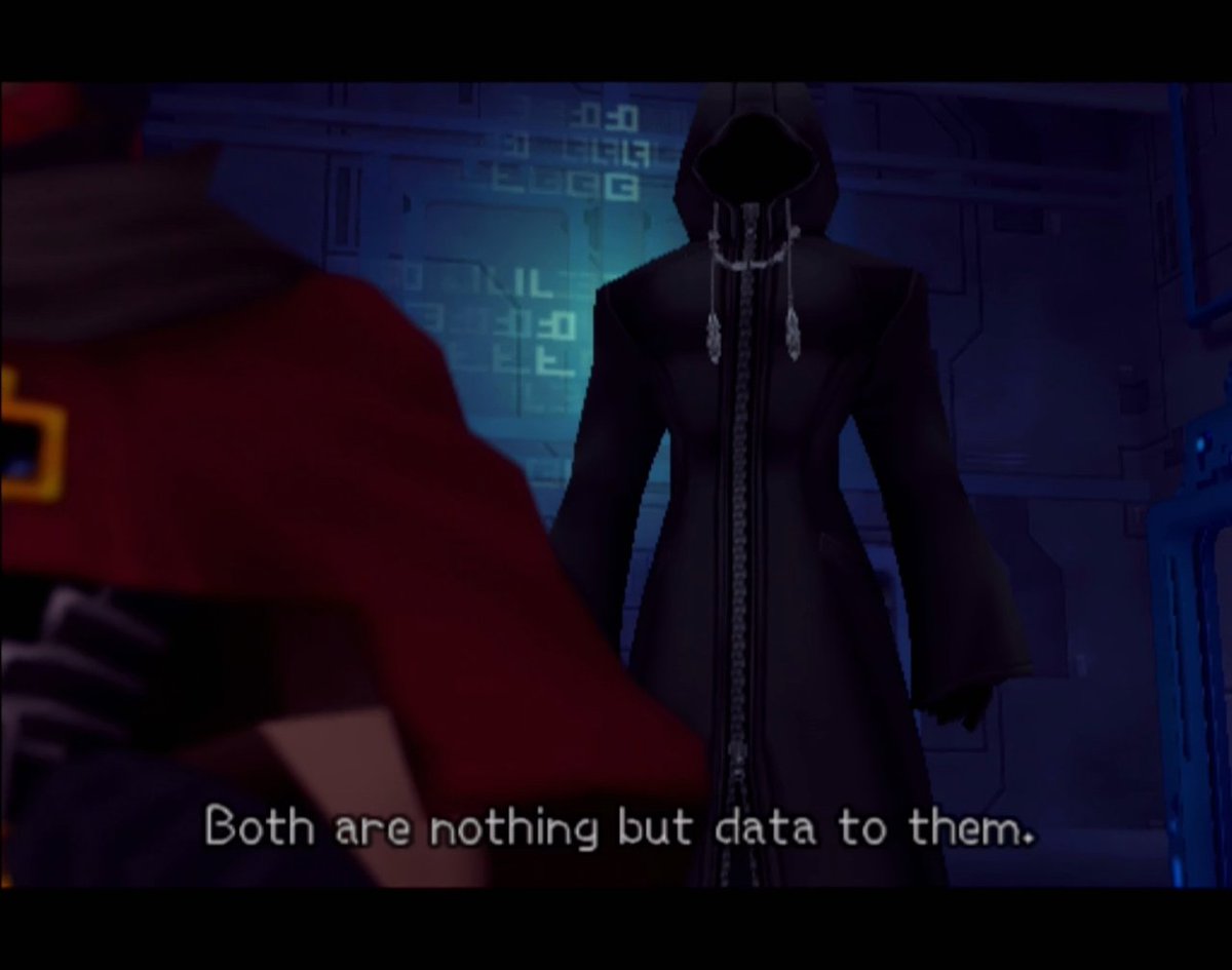 also this is the third time I've played this game and the first time I've understood this line lolthe Nobodies are trying to take Roxas back to Org XIII, but they can't distinguish digitized Roxas from Data of Photos OF Roxas because everything's Data in Data Twilight Town