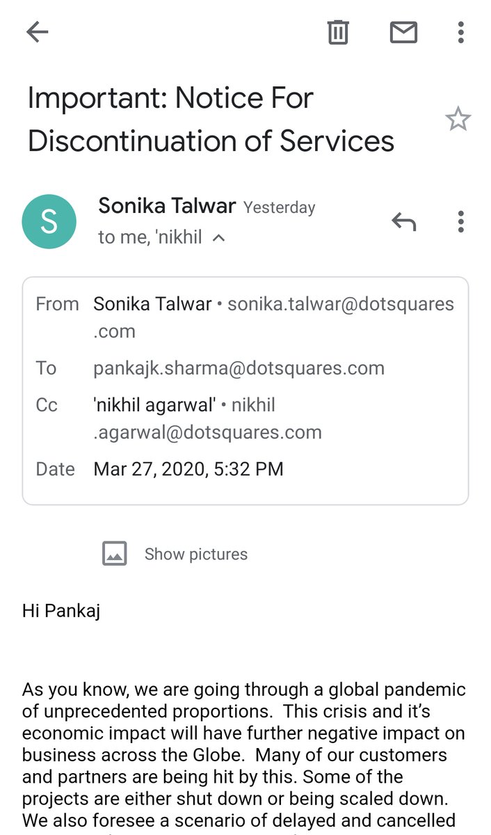 gaurpanku's tweet photo. @dotsquares @bankimchandra In these situations when govt is requesting all organizations to help their employees, you guys are firing us without any reason. I request @ashokgehlot51 @SachinPilot @narendramodi @PMOIndia please help. https://t.co/ob7FGs0Juc