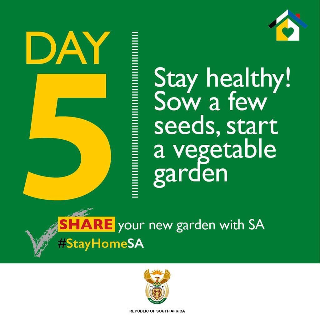 GovernmentZA's tweet photo. Dumelang, we are on #Day5 of the #21DaysLockDown. Here is a fun challenge for today #StayHomeSA https://t.co/u2atFFRCGV