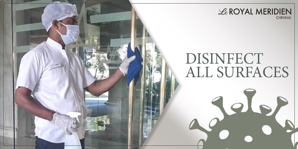 LRMCGST's tweet photo. At Le Royal Meridien, Chennai we regularly disinfect frequently touched objects, surfaces like door knobs, elevator buttons, staircase railings, telephone sets and water taps by antimicrobial dispensers.
#lrmc #LeRoyalMeridien #Chennai #StaySafe #Covid19 #Corona #COVID2019india https://t.co/Inwut51If3