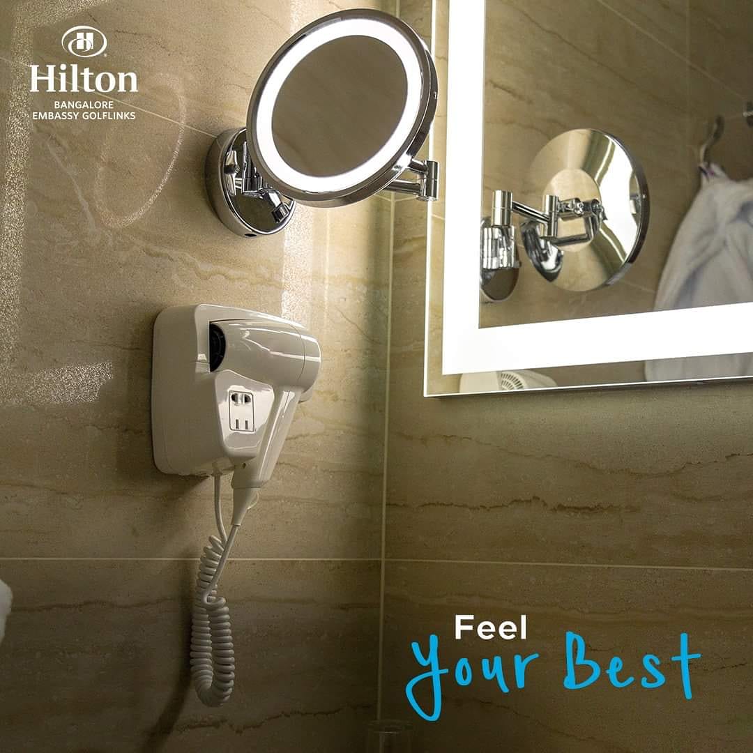 Our rooms are fitted with everything you need to make sure you leave looking your best! 

For bookings and enquiries, call: +91-80-66799999 or visit >>> tinyurl.com/vbdsk7w

#HiltonBangalore #Bangalore #HiltonHotelsAndResorts #HiltonHotel #Hotel #Rooms #Luxury #Amenities