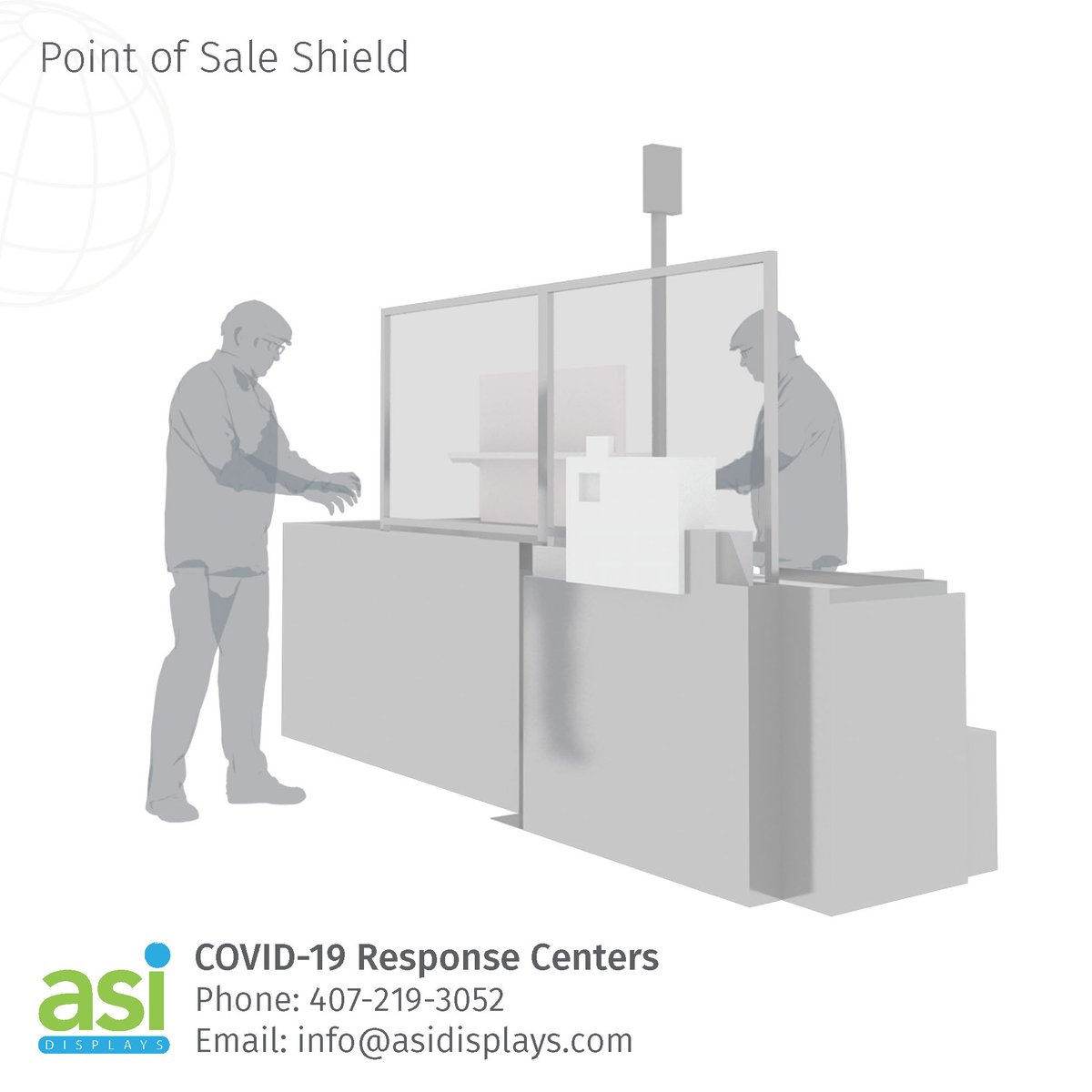 ASIdisplays's tweet photo. Does your Point of Sale Team need protection?  Look to ASI to provide a Point of Sale Shield that will resist the spread of COVID-19 &amp; other particulates.  Contact us to help provide solutions. Info@asidisplays.com #COVID19 #SocialDistancing #StopTheSpreadOfCorona https://t.co/0cKHev43gn