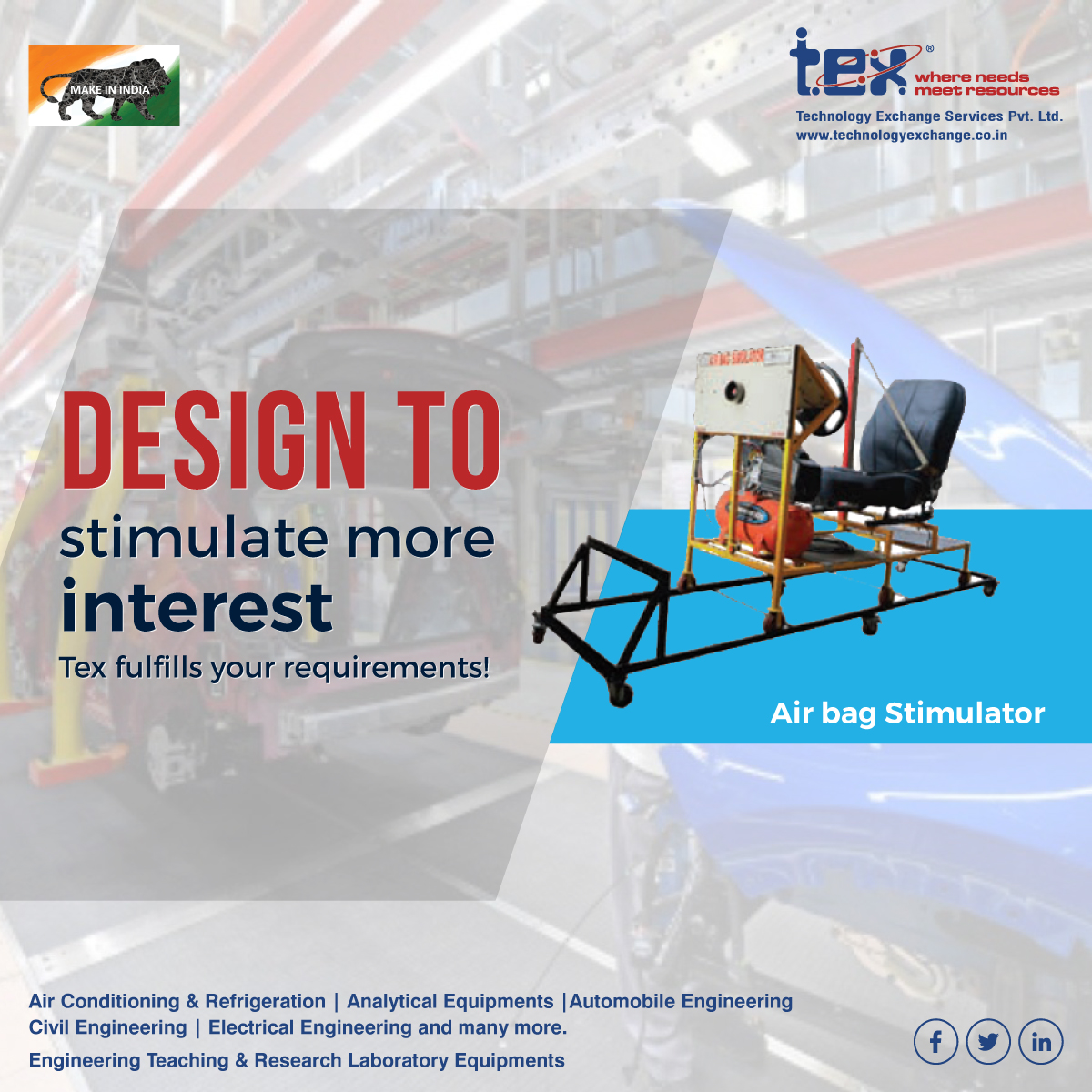 Get the best Air Bag Simulators from Tex that can troubleshoot and verify the wiring harness.

#automobileengineering #automotive #mechanics #mechanicallab #mechanicalworld #automobiles #airbagsimulators #labequipment #equipment #engineeringequipments 

technologyexchange.co.in