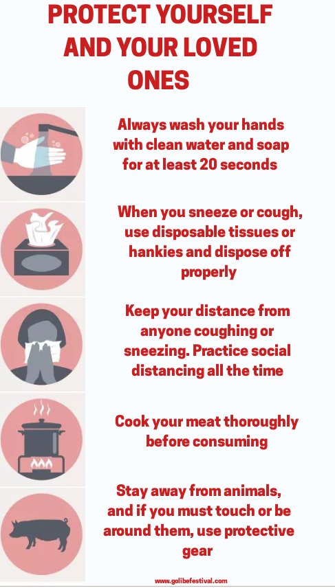 As we continue to tackle the Covid-19 pandemic, your health remains top priority.

To avoid getting infected, and putting yourself and your families at risk, please ensure that you follow these steps.

Stay safe and stay healthy.

Wash your hands regularly.

#golibefestival2020