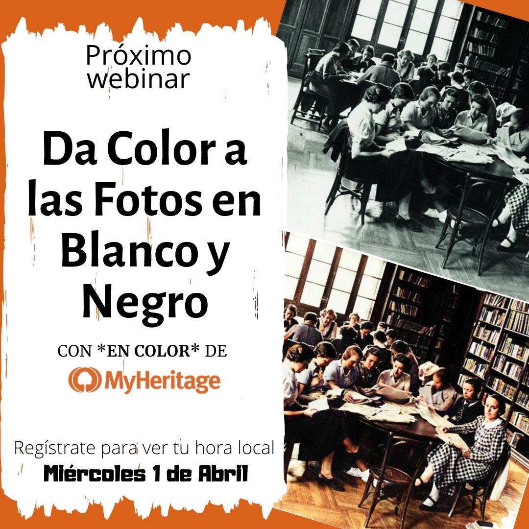 pschpilman's tweet photo. El miércoles 1° de Abril a las 10am (-3GMT) estaré compartiendo con ustedes un Webinar junto a @MyHeritage sobre la nueva función para colorear tus fotos en blanco y negro.
Podés participar registrándote aquí:
👇👇👇
https://t.co/Egp1XpWrHs
@MyHeritageES #Genealogía #Oldify https://t.co/ULrEA9Fzlr