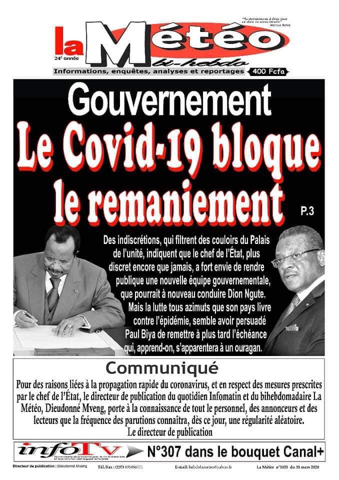 TeleAsuOfficiel's tweet photo. La presse au #Cameroun comme elle va se #31mars2020
Toujours au rythme du #Covid19.
On remarque une prolifération de titres inconnus.
#TeleasuNews
#THREAD 1/7 https://t.co/SiFNYnF8nT