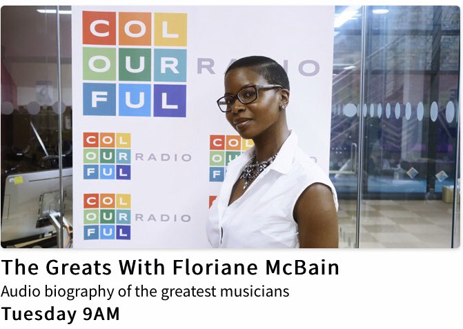 FlorianeMcbain's tweet photo. I’m looking forward to having a Great day, join me at 9am for this week’s edition of ‘The Greats’ on @colourfulradio to start yours! #TheGreats #AudioBiographies #BrightStars 🗣🎙🎚🎵📻💙

https://t.co/fuWueU82Qs https://t.co/nSimheaVFl