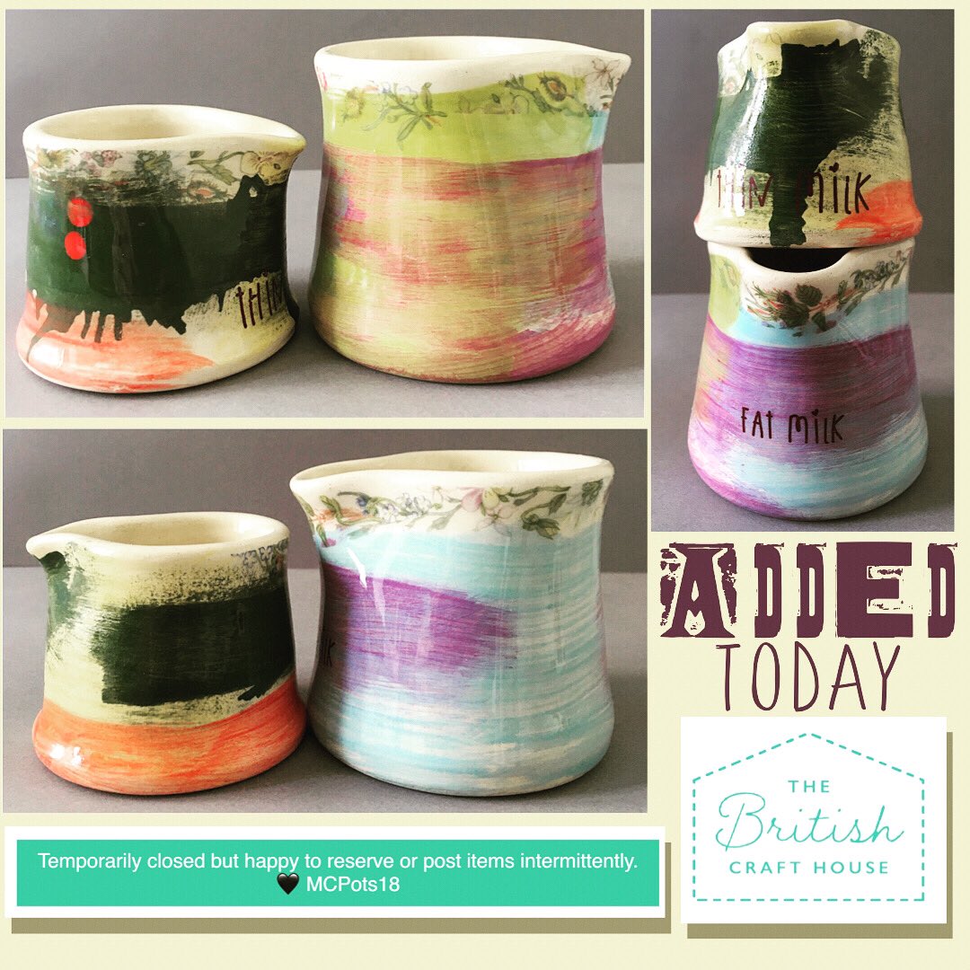 McPots18's tweet photo. #fatmilk #thinmilk #juglets #tbch #thebritishcrafthouse #floraldesign #glaze #pourer #ceramics #pottery #smallshop https://t.co/acTVYGSmVX https://t.co/zDp6MdKcEx