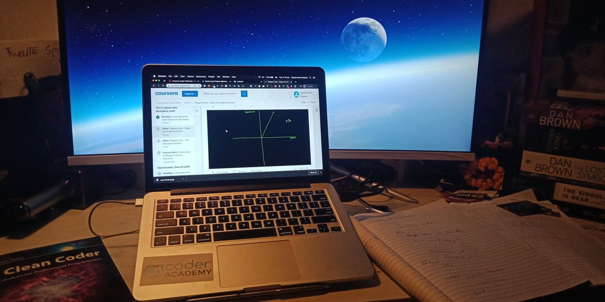 ismat_farjana's tweet photo. #100DaysOfCode #100daysofProgress  created @ruby @terminal @bank_app.  #WorkinProgress 
#reading: @TheCleanCoder by Robert C Martin
#medium post about #selfEvaluation. Done.  
#selfStudying @corsera course #DataScienceMathSkill week3 https://t.co/I42onKvBqN