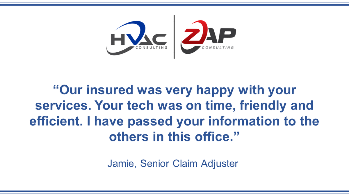 Zap_Consulting's tweet photo. Wonderful feedback worth sharing! #HVACConsulting #ZAPConsulting #PropertyandCasualty https://t.co/PAUSCqQuoK
