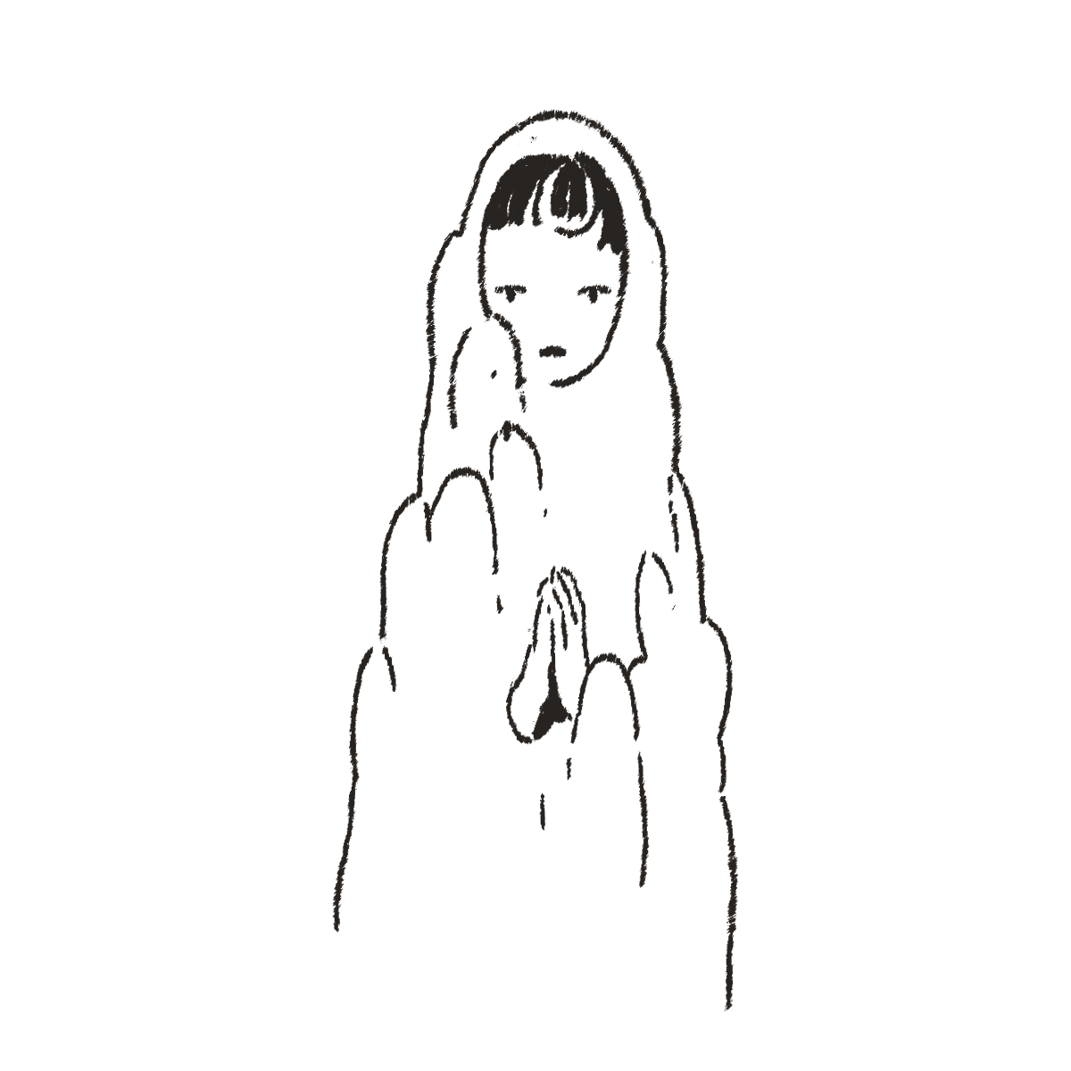 was going through some sketches and I found the lines to this, just realised that you don't get to see the cute face as much in the final piece ? 