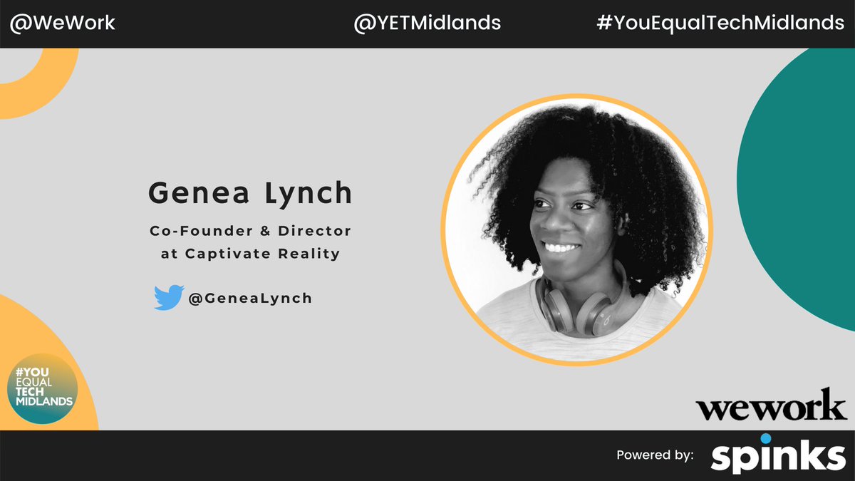 YETMidlands's tweet photo. Join us virtually on 22nd Apr to hear @GeneaLynch , Co-Founder and director at @captivate_real , discuss her journey getting into #tech by becoming co-founder of a great start-up!

Genea will share useful #tipsandadvice from her personal journey!

Tickets: https://t.co/1Iqoxmv36z https://t.co/5D1sfgG1iq