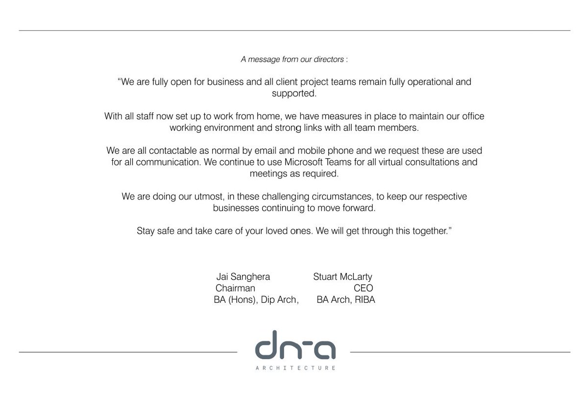 A message from our directors - We will get through this together 
.
.
.
#dna #Support #WorkFromHome