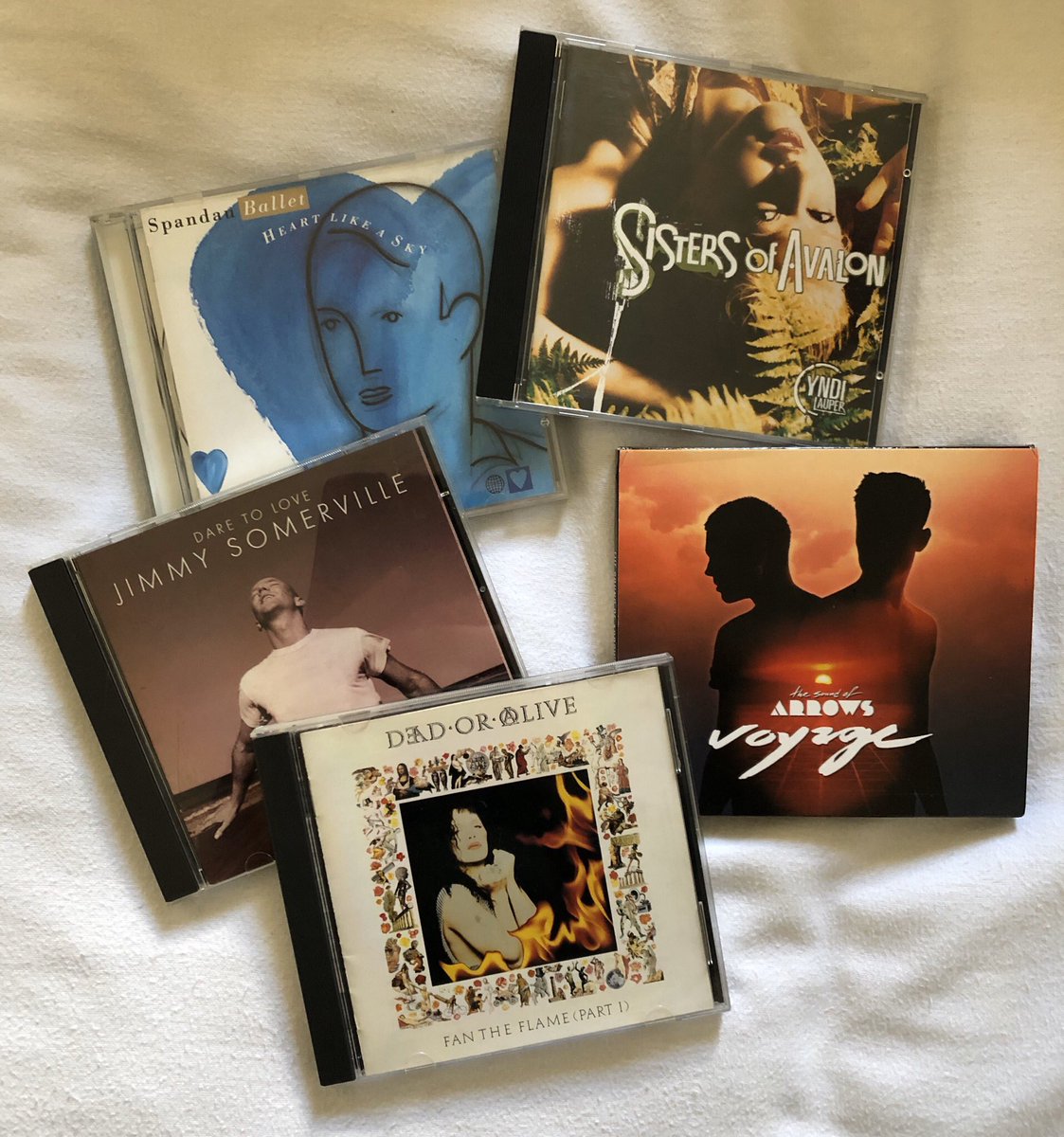 BootedGay71's tweet photo. @SpandauBallet @cyndilauper #SistersOfAvalon @JimmySomerville #DareToLove #DeadOrAlive #FanTheFlame @soundofarrows #Voyage & last but not least the much underrated #HeartLikeASky https://t.co/QijZeUzWUk