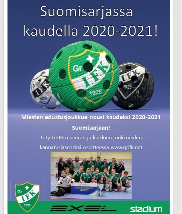 Miesten edustusjoukkue nousi kaudelle 2020-2021 Suomisarjaan! 

Liity nyt osoitteessa grifk.net miesten ja kaikkien muiden joukkueiden kannatusjäseneksi! Kannatusjäsenyys sisältää myös sinulle rahanarvoisia etuja! 

#salibandy #grifk #grani #kauniainen #espoo