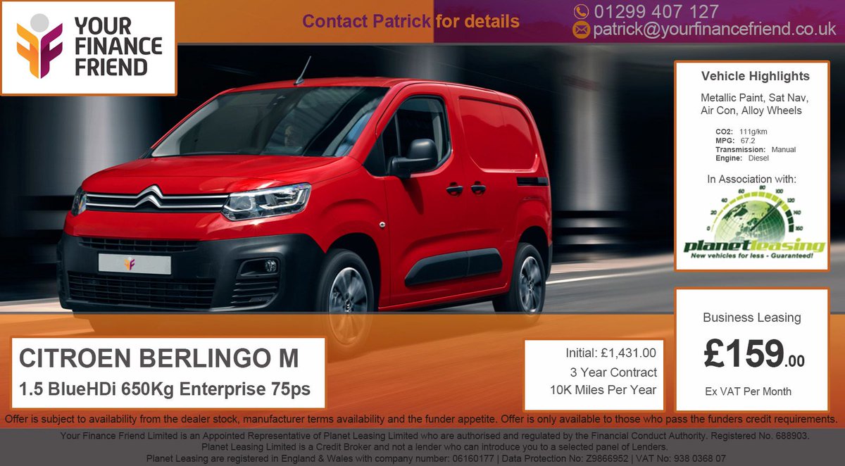 yrfinancefriend's tweet photo. #Citroen #Berlingo 𝐌
𝟏.𝟓 𝑩𝒍𝒖𝒆 𝑯𝑫𝒊 𝟔𝟓𝟎𝒌𝒈 𝑬𝒏𝒕𝒆𝒓𝒑𝒓𝒊𝒔𝒆 𝟕𝟓𝒑𝒔
Lease-CH
𝐈𝐧𝐢𝐭𝐢𝐚𝐥 : £1,431.00
3 Year Contract
10K Miles a Year
£𝟏𝟓𝟗 + VAT a Month
𝑺𝑻𝑶𝑪𝑲❗
#vans #LCV #leasing #yffvan #motorukhour @frazerr1 https://t.co/yvicaLcySR