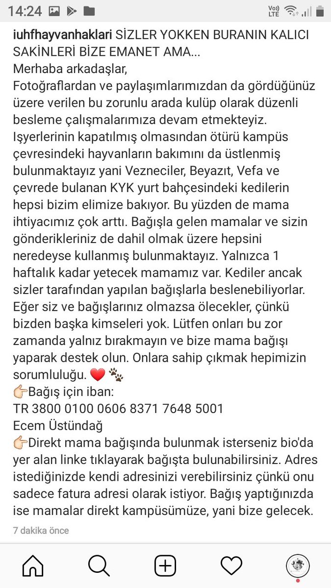👉🏻Bağış için iban:
TR 3800 0100 0606 8371 7648 5001
Ecem Üstündağ
👉🏻Direkt mama bağışında bulunmak isterseniz:
patifood.com/iu-hukuk-hayva…
!!!LÜTFEN RTLEYELİM!!!