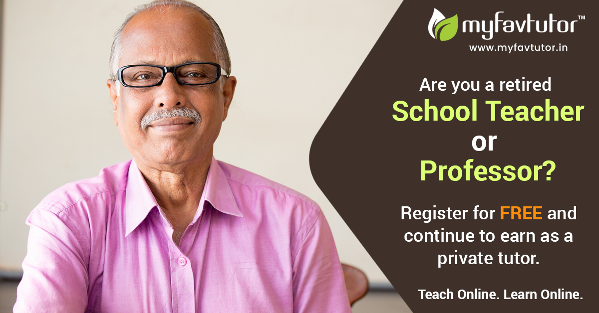 MyFavTutorIndia's tweet photo. Let MyFavTutor help you to have an active retired life.
Log on to 🌐 https://t.co/7n7Ja9XlvF and create your profile today for FREE!

#RetiredTeacher #RetiredProfessor #HomeTutor #EarnOnline #OnlineTutor #PrivateTutor #Education #MyFavTutor https://t.co/KNOSfouyj7