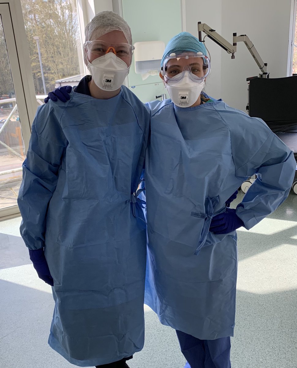drnoses's tweet photo. No difference in nurse or Dr in the ENT Dept on Rotary Suite ⁦@EKHUFT⁩ during #COVID19, just one team working together to keep themselves and Patients safe. #ATeam https://t.co/QyisLZ6YNG