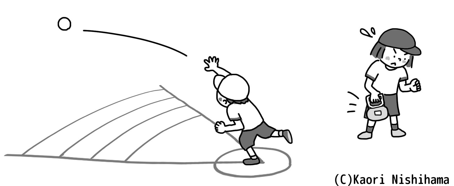 Nishihama Kaori Twitterissa イラストレーターズ通信にイラストをアップしました 小学生を描くのは得意分野 スポーツテストの絵を描きましたが私は運動は不得意分野 イラ通 T Co Imthqewsdv Twitter