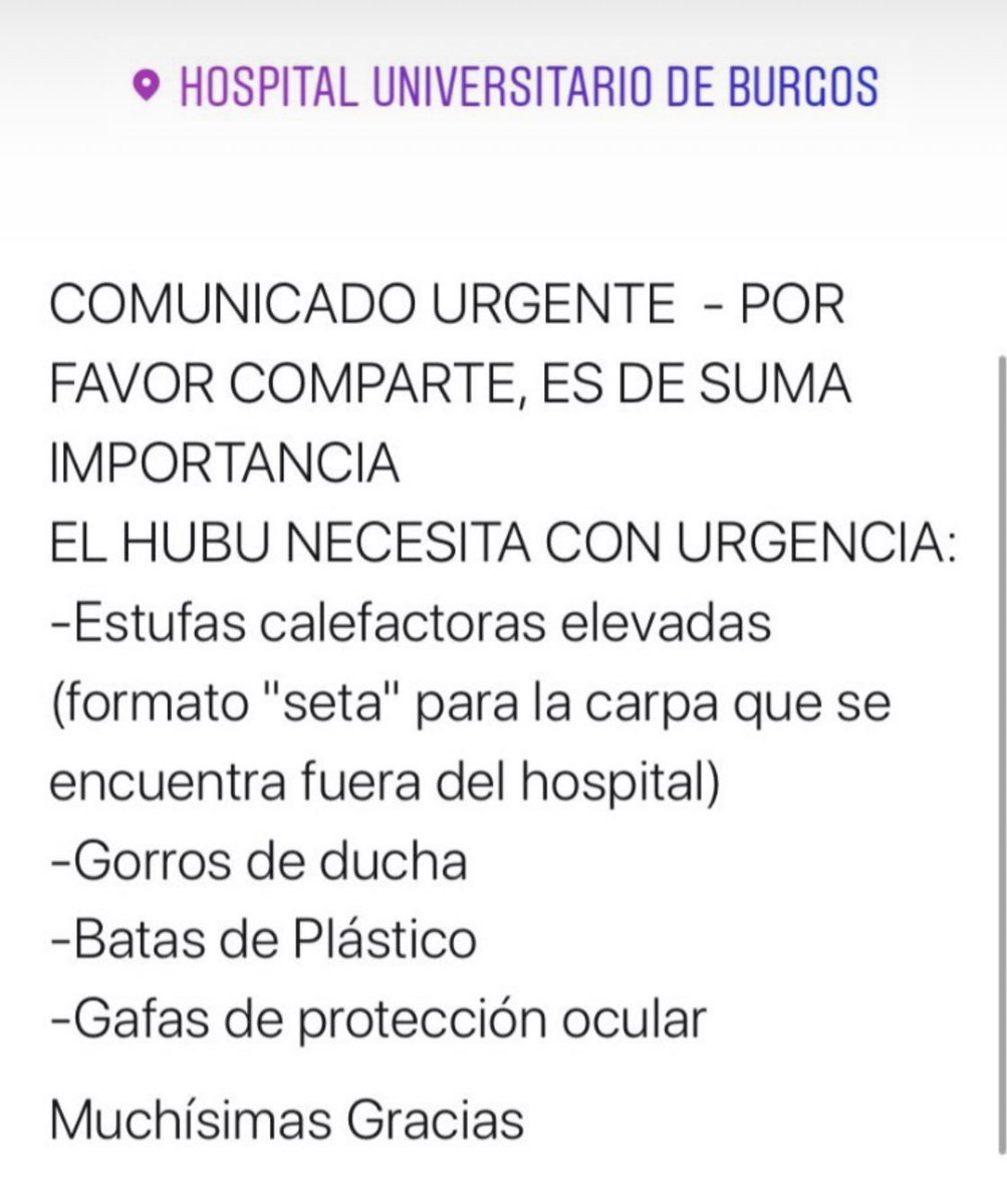 GonzaloPeGar22's tweet photo. Nuestro hospital de Burgos necesita ayuda https://t.co/Ppc0IJZMo5