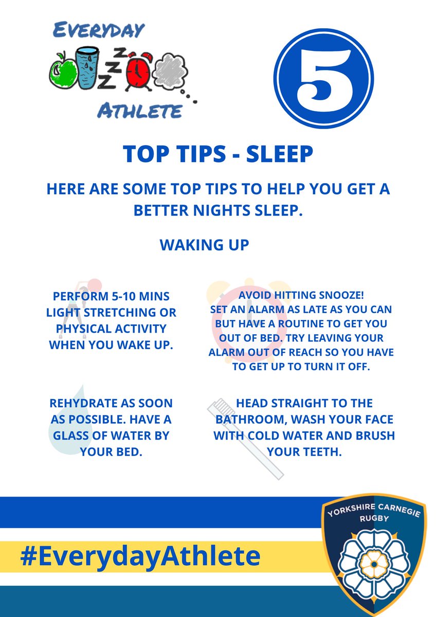 CommunityYC's tweet image. Following yesterday’s post, one way you can get a great start to your day is with a decent nights sleep!

Sleep has huge benefits for both physical and mental health ✅

We’ve got some top tips to help you improve your sleep hygiene!

#Sleep #EverydayAthlete