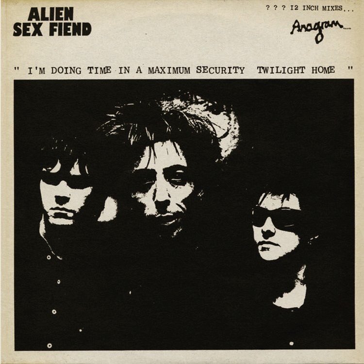 The isolation record art goes full goth with this 12” EP I’m doing time in a maximum security twilight home’ by Alien Sex Fiend.                                                      
#aliensexfiend #goth #johnpeel #vinyl #cherryredrecords #anagramrecords #minesfullofmaggots