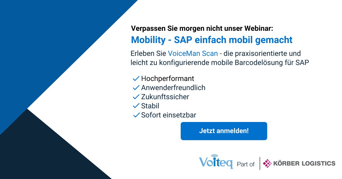 VoiteqGermany's tweet photo. Verpassen Sie morgen nicht unser Webinar. Finden Sie heraus, wie Sie Ihr SAP schnell und einfach mobil machen können. 
Am 01.04.2020 um 10:00 Uhr. Jetzt anmelden!
https://t.co/a5T6Vz83Gj
#Mobility #SAP #Scanning https://t.co/HtWdMD8hSs