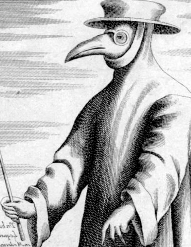 Until the 19th century, people thought that illness was spread by bad smells in the air. That’s why people walked around during the plague wearing NOT AT ALL TERRIFYING masks like this lovely number.