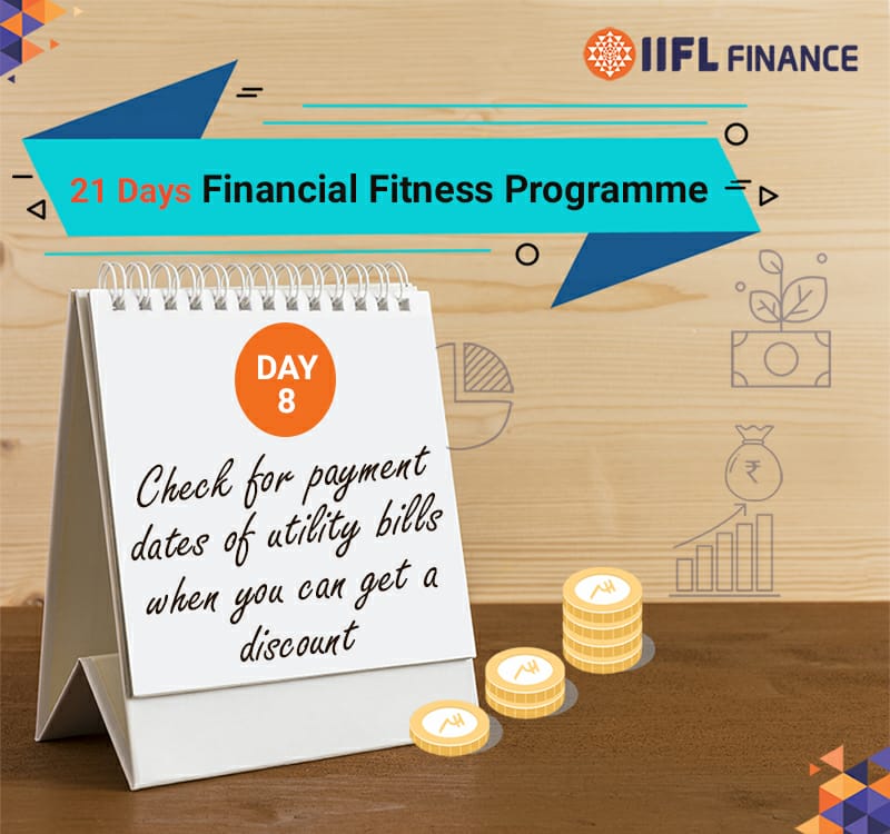 IIFL_Finance's tweet image. Many utility providers reward you with discounts for prompt payments, i.e. before the due date.
Your task for Day 8 is - Take out all your utility bills and check for discounts available on payment before due date.
#FinancialFitnessProgram #IndiaFightsCorona #21DayLockdown