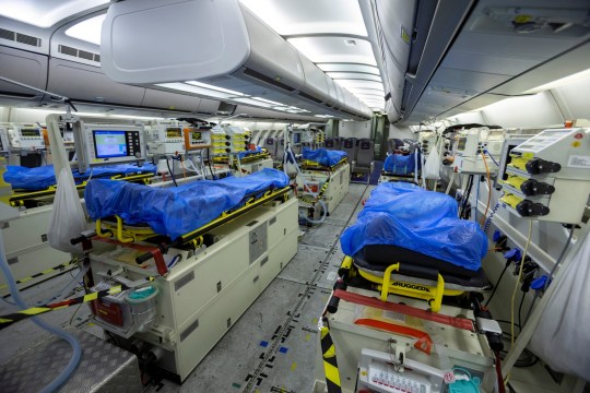 Germans Luftwaffe (airforce) activates their ICU plane, an Airbus A310, to fly corona patients from Italy to hospitals in Germany.  r.sa-seo.com/A310ICU