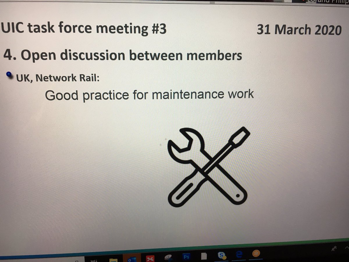 uic's tweet photo. [#COVID19 🦠Task Force] Open discussion between #UICrail members: @networkrail presented good practices for #maintenance work. The priority is to maintain good social distancies between workers and to follow safe processes to minimise risk of infection #PowerOfWorkers 👷🏼‍♂️😷👷🏼‍♂️ https://t.co/3jWbVd3WW8
