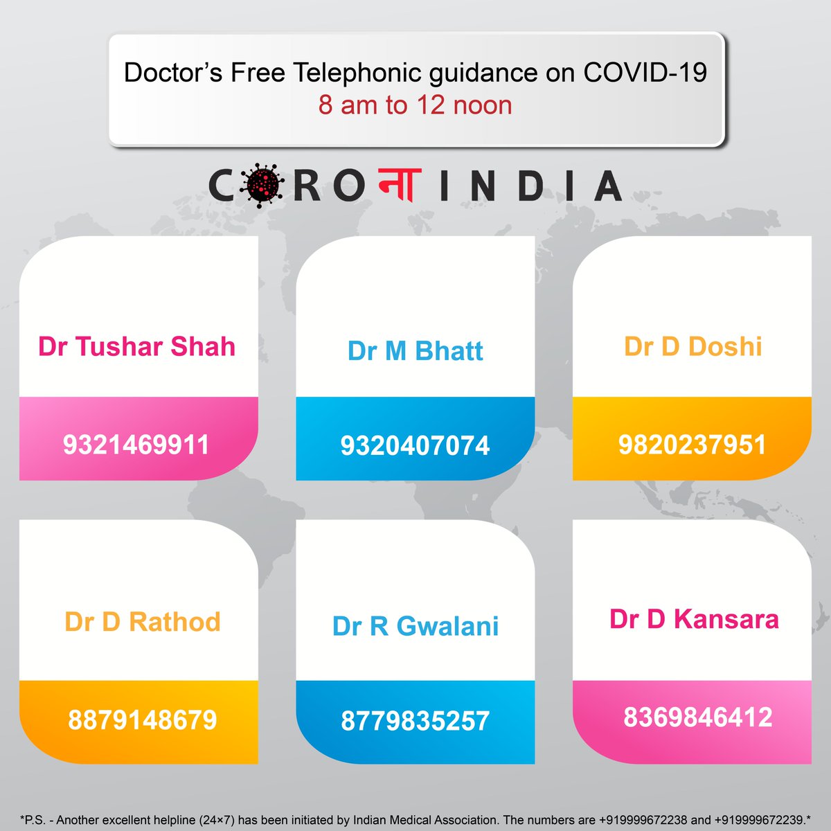 _CoronaIndia_'s tweet photo. Just Call and Get Doctor's Free Telephonic Guidance on COVID-19
#corona #coronavirus #covid-19 #Doctors #Doctorshelp #NovelCoronaIndia #coronaupdate #CoronaAlert #china #india #follow #trendingnow #followforfollowback #staysafe #stayhome #stayhealthy #support #indian https://t.co/SwuwnGhCKz