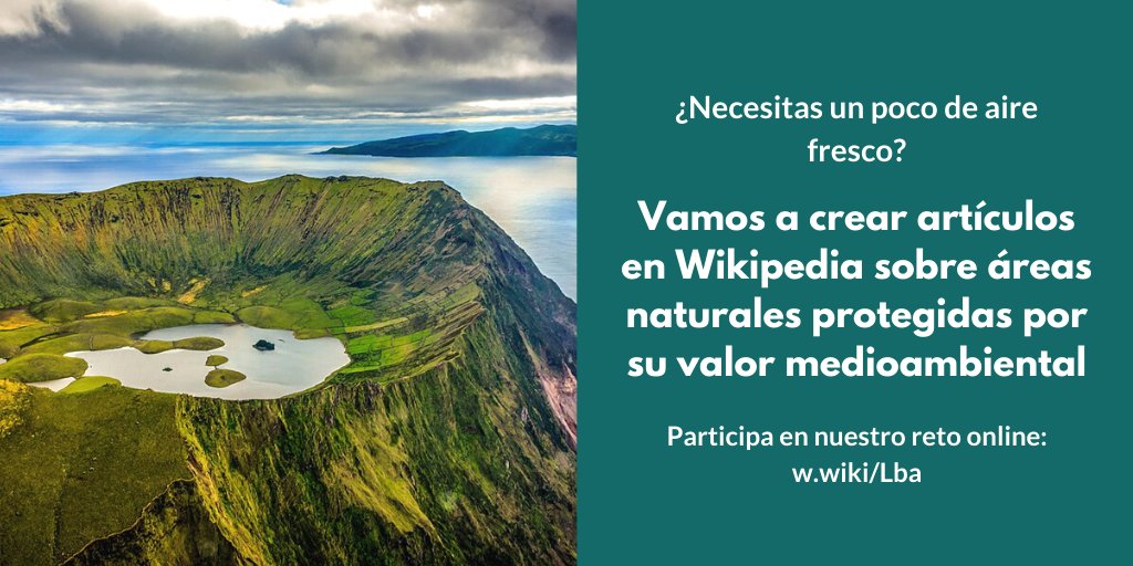 🌍 Os traemos un reto en <a href="/eswikipedia/">Wikipedia en español</a> para mejorar la información sobre áreas naturales protegidas.

💚 Ahora que no podemos salir a disfrutarlas, ayúdanos a documentarlas y darlas a conocer.

Hasta el  30 de abril:
w.wiki/Lba  

#QuédateEnTuCasaYEditaWikipedia