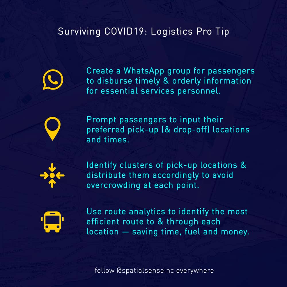 spatialsenseinc's tweet photo. We continue with our #SurvivingCovid19 tip, and this one is for the transportation of the essential services personnel. @pamafrigroup @InfoMinZW @zupcobus @MinistryofTID @JbMatiza https://t.co/Oc0R6KaaO7
