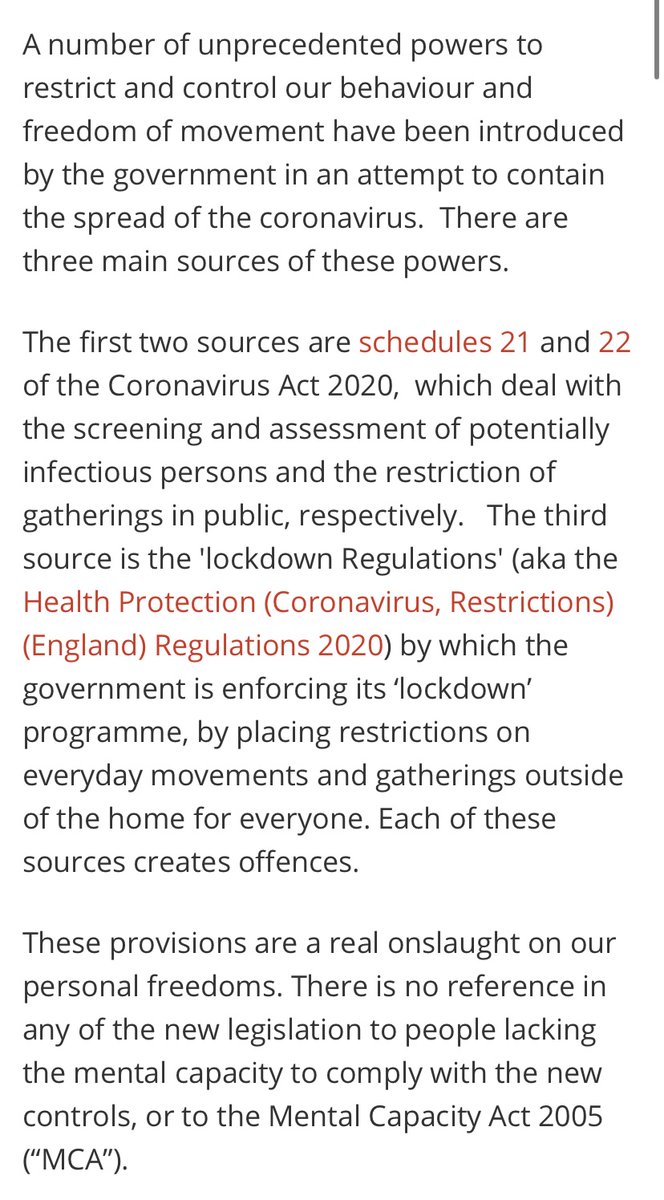 Helpful post on the impact of the Coronavirus Act and new regulations on people lacking mental capacity from  @DoughtyStPublic Aswini Weererante QC and  @sophymiles1  https://insights.doughtystreet.co.uk/post/102g3f3/emergency-coronavirus-powers-and-people-lacking-mental-capacity /87