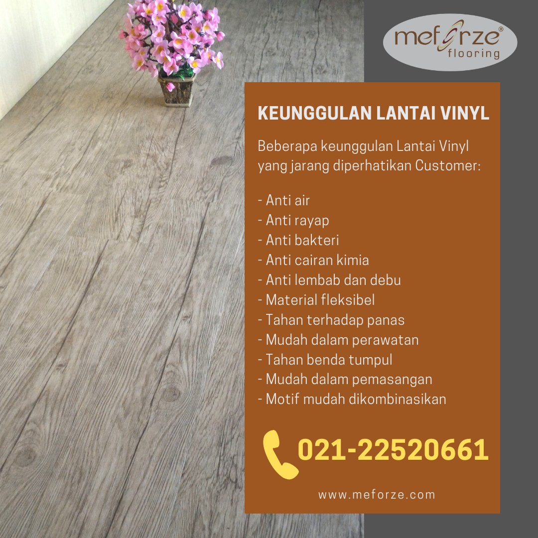 MEFORZEflooring's tweet photo. Banyak Customer memilih lantai vinyl sebagai alas rumahnya karena motif yang menarik dan mudah dalam perawatan, namun tahukah Anda bahwa selain kelebihan tersebut ternyata masih ada keunggulan lainnya lho....
Yuk di cek foto terlampir ya... https://t.co/KR9tfJHDtB