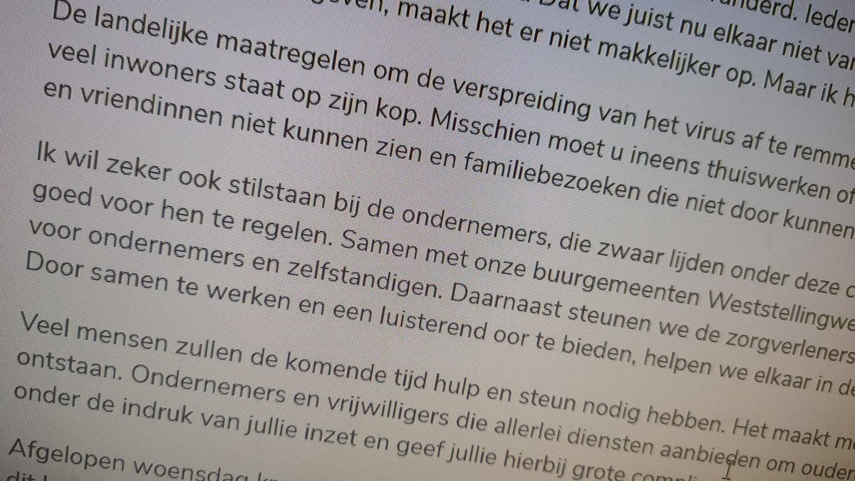 Vandaag op de gemeentepagina in de Nieuwe Ooststellingwerver. Een brief van burgemeester Harry Oosterman. Ook online te lezen: ooststellingwerf.nl/brief-aan-inwo…