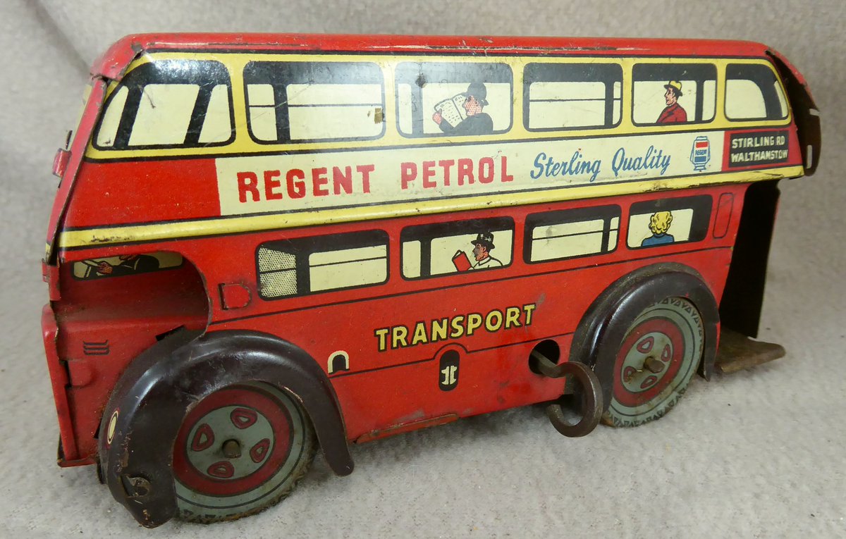 penllyncolls's tweet photo. Lovely tinplate bus. Wells Brimtoy, mid 20thC and still working. https://t.co/ins7Cx4RXo