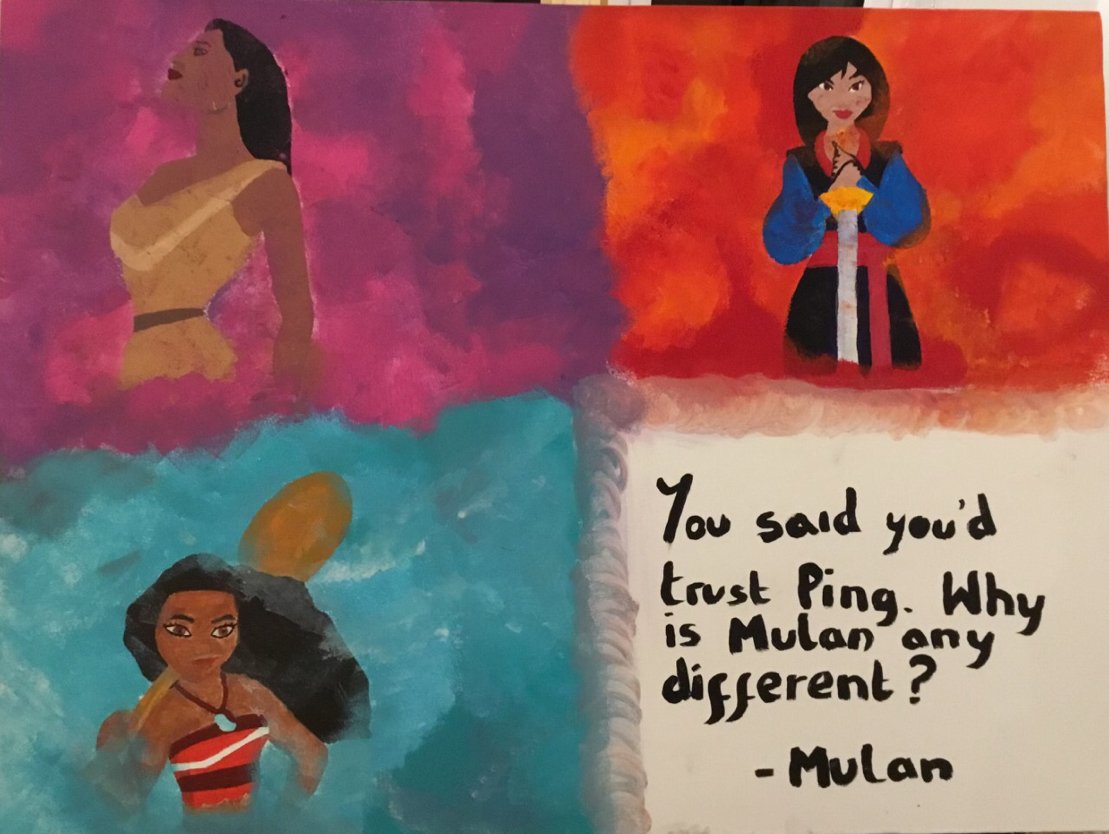 NorthamptonHigh's tweet photo. Caitlin from Year 9 painted this stunning piece for her #OpenPrep on the topic of #Equality @ArtNHS #wheregirlslearnwithoutlimits #GDSTfamily https://t.co/8OsMW7Te1a