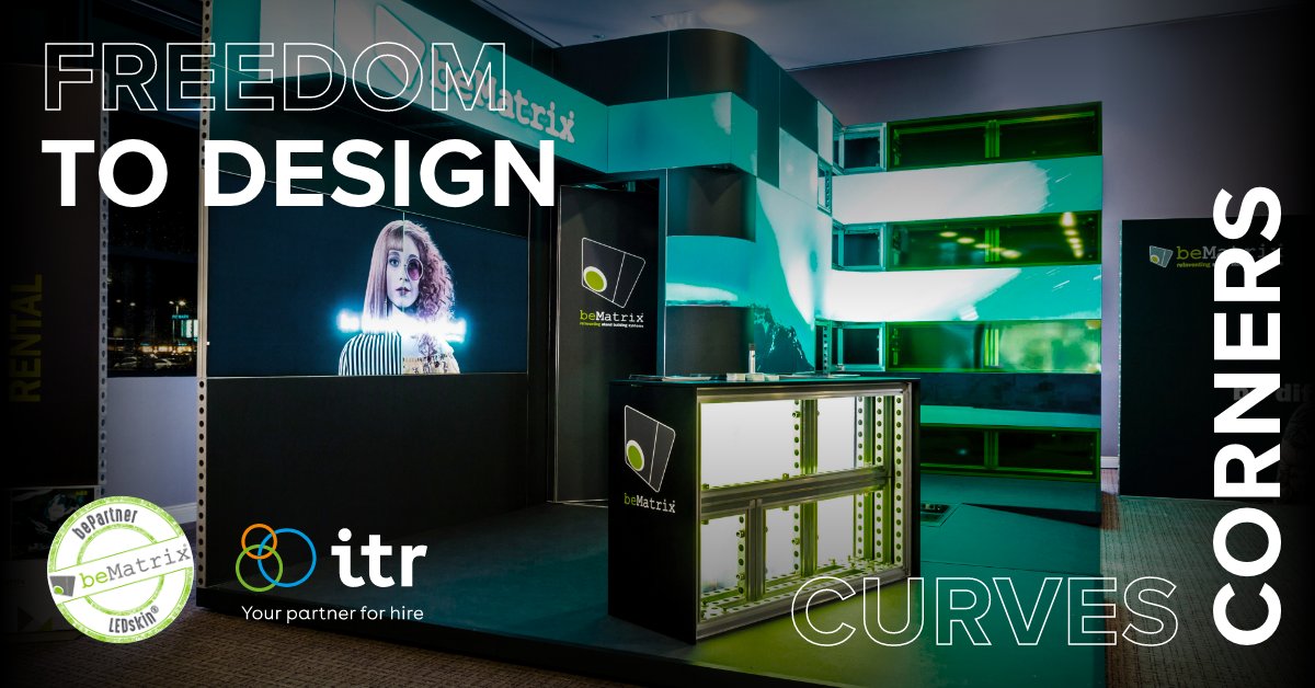 itr_hire's tweet photo. Freedom to design with @beMatrix LEDskin solution. With curves and corners, almost any shape, contour and construction is conceivable and can easily be created. Available exclusively in the UK from ITR for virtual expos and conferences. https://t.co/rPAYizTTZp #LEDskin #beMatrix https://t.co/NGUSs6kfPP