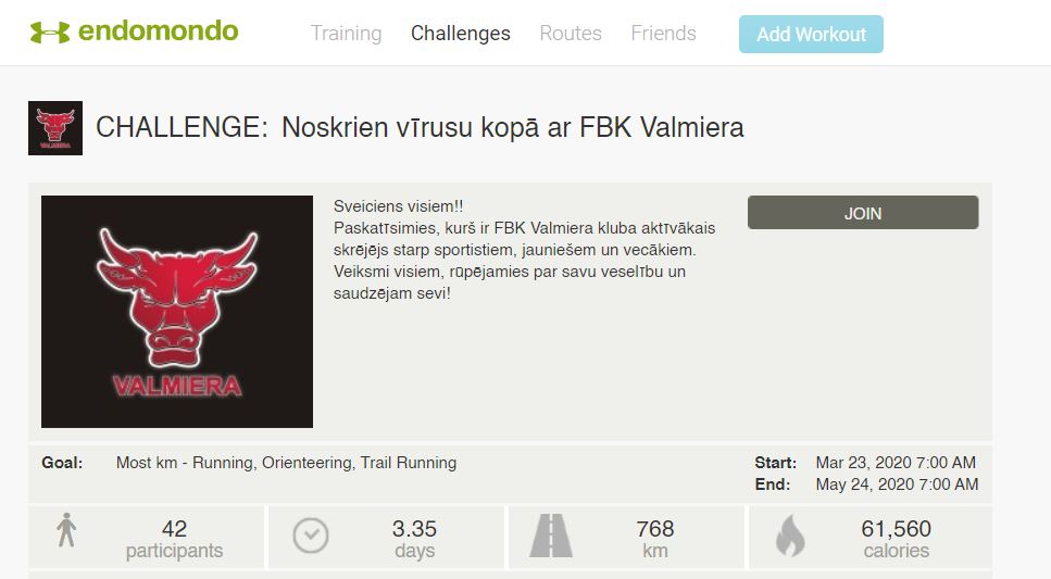 Skrienam ''kopā''! 😎 Pievienojies FBK "Valmiera" skriešanas izaicinājumam Endomondo aplikācijā un parādi, cik aktīvs skrējējs esi tu! 🏃‍♀️🏃‍♂️

Pievienojies šeit: endomondo.com/challenges/425…