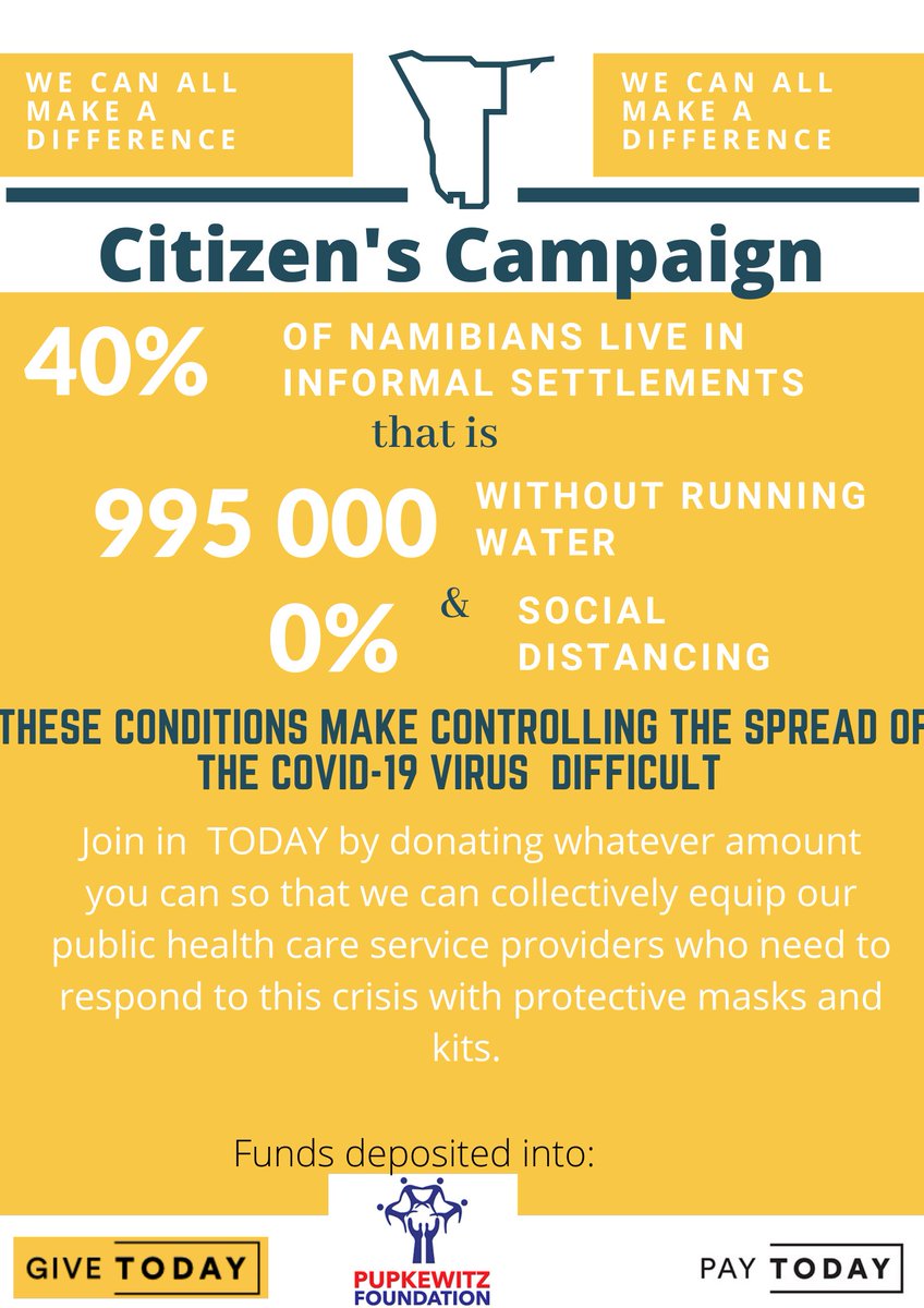 Combating COVID-19 in Namibia is going to take a coordinated effort between citizens, Corporate Namibia and Government. We need to enter the global race to procure ventilators and protective gear as quickly as possible.
Thank you and keep safe.
#savelives #protectourhealthworkers
