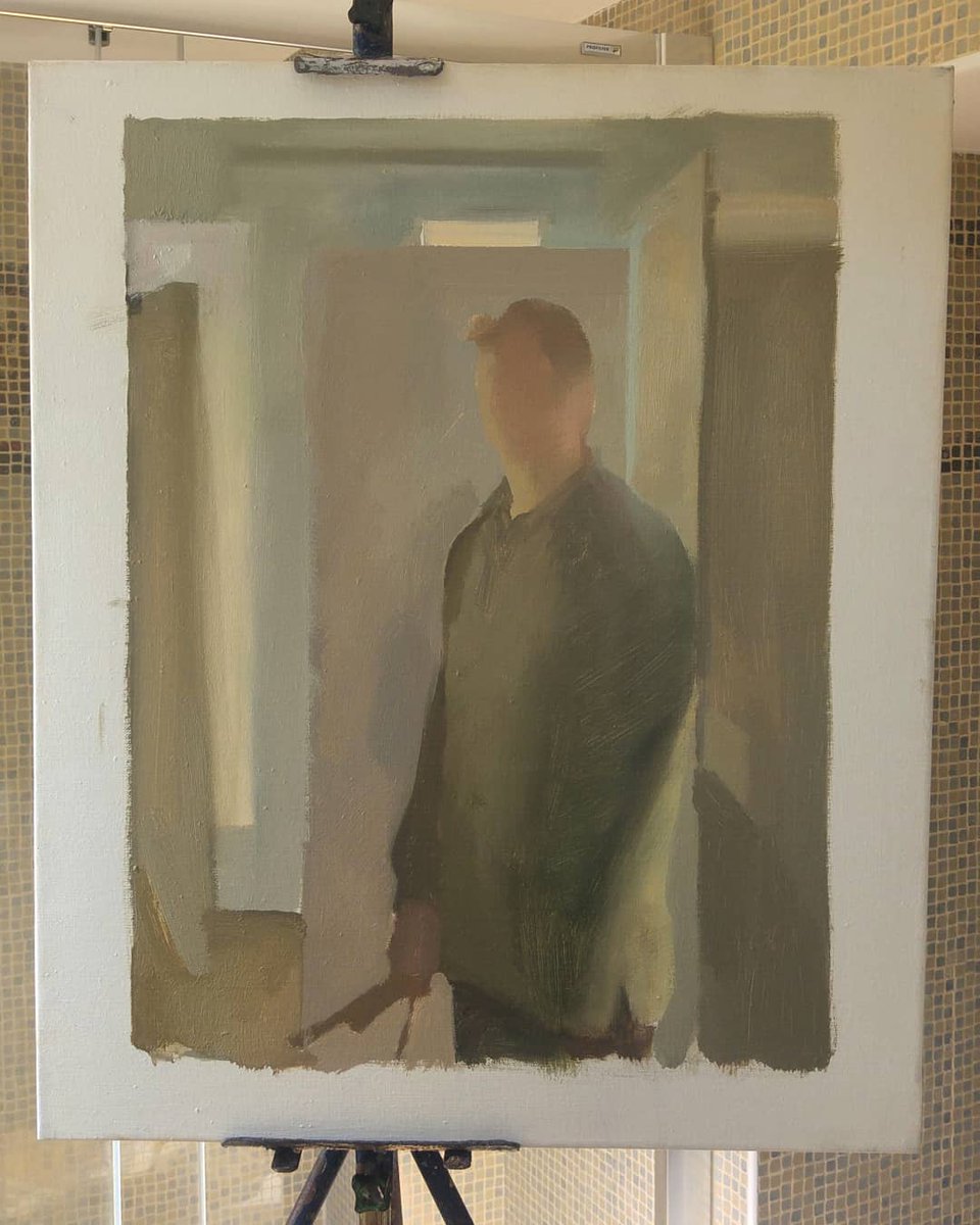 EduardoAlsasua's tweet photo. Proceso. Óleo//acrìlico//lienzo.
Estos dìas estoy pintando en el baño de casa. He comenzado dos cuadros. Son dìas que invitan a simplificar y a llegar a lo esencial.
#pintura #autoretrato
#paint #selfportrait
#selfie #espejo #reflection #paintinprogress #cara #face #careto #baño https://t.co/OC1i3Qgi8i