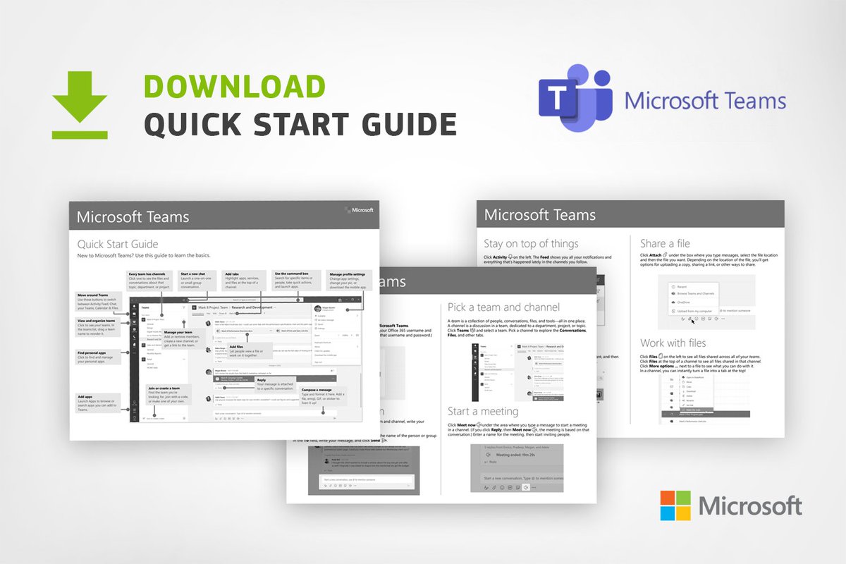 GO_ERP's tweet photo. Getting started remote work with Microsoft Teams? Microsoft prepared a quick start guide for beginners. 🚀

Download guide here: https://t.co/0QTA3gbdca

#RemoteWork #communication #collaboration #Covid19 #Microsoft #Teams https://t.co/RV2tEuZVYo