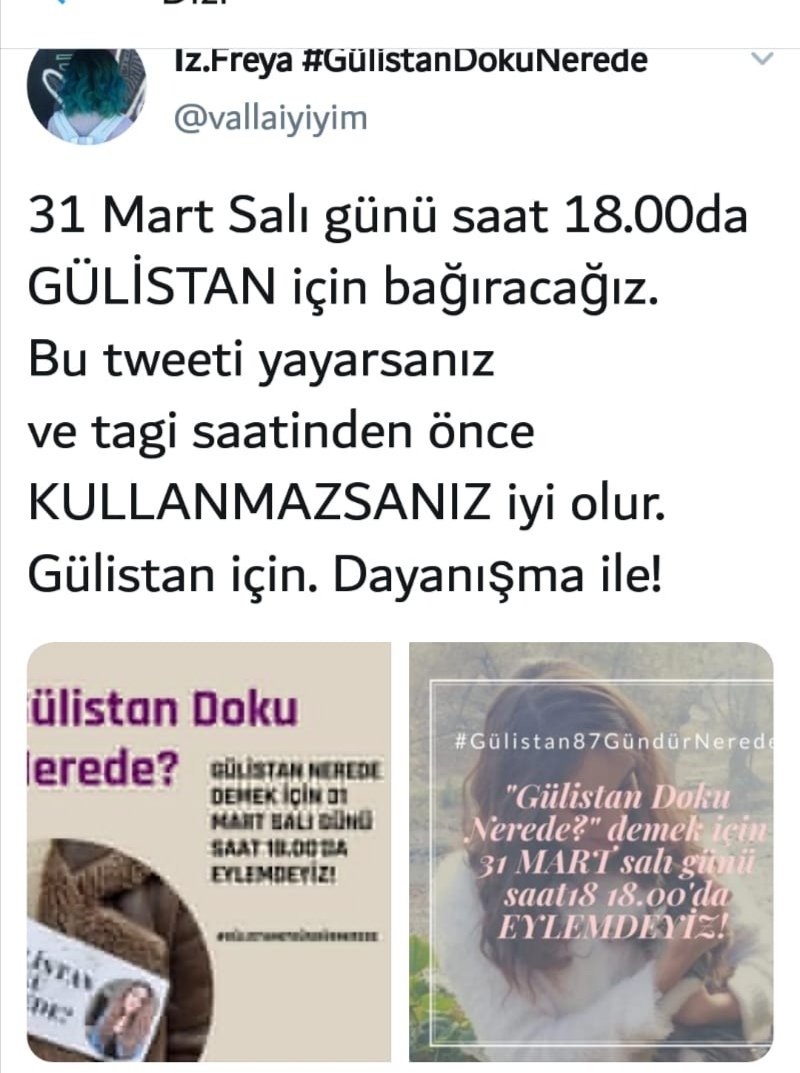 Herkeste bir şey rica edebilir miyim? Malum korona nedeniyle hepimiz evdeyiz. Şunun paylaşılıp en az fatih terimin öksürü kadar 87 gündür sapasağlam üniversiteye yoladığımız kızımızın başına ne geldi öksürdü mü değil ha öldü mü yaşıyor mu? Gülistanın sesi olalım bugün?