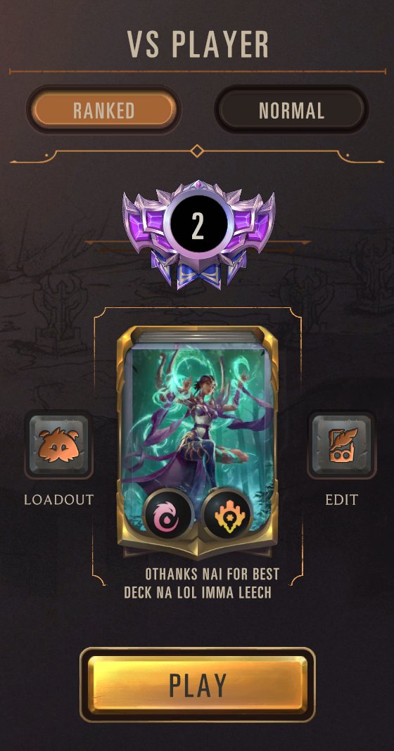 MreMOEtional's tweet photo. I went 33-3 tonight with this deck. I won 3 games at rank 2 but couldn't take the #1 spot before losing 2 games and falling back down to rank 22. Shout out to @Naidai89 for letting me leech his deck list and I plan on hitting rank 1 in @PlayRuneterra Tomorrow night @MobalyticsHQ https://t.co/tqGLMVlTFK