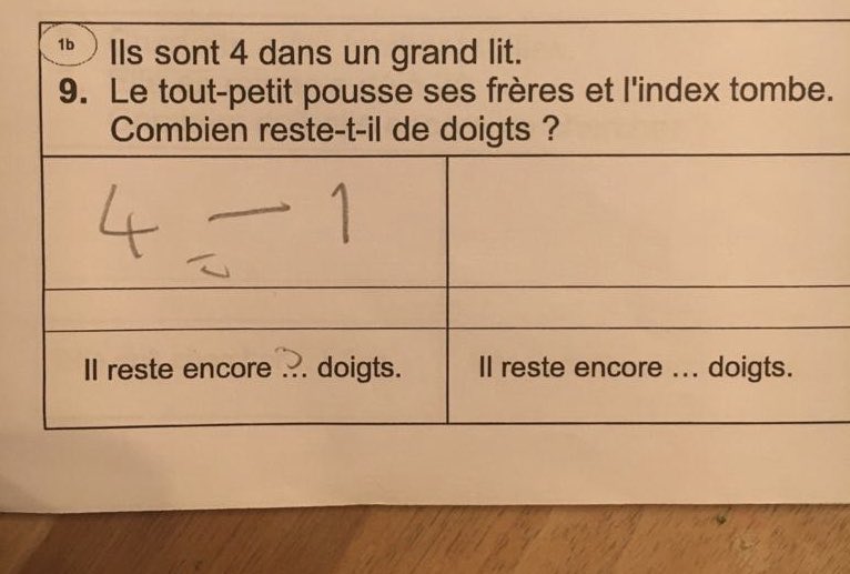 bertrandmo's tweet photo. Exercice de mon fils en CP. Vous avez une heure... #BurgerQuiz #ecolealamaison https://t.co/jUUERZiPyF